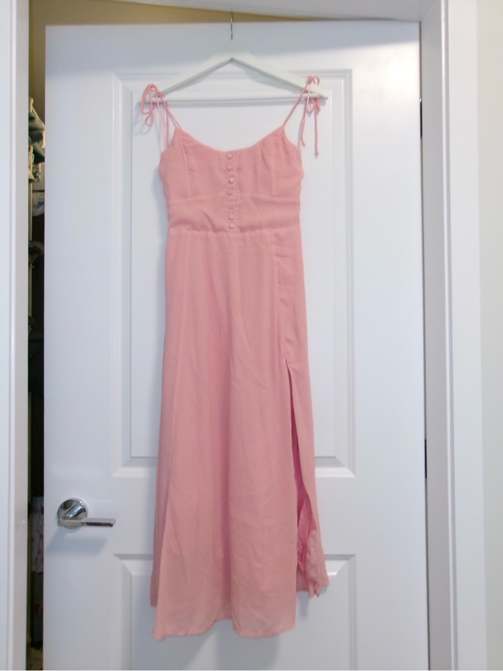 Abercrombie & Fitch Pink Tie-Shoulder Maxi Dress